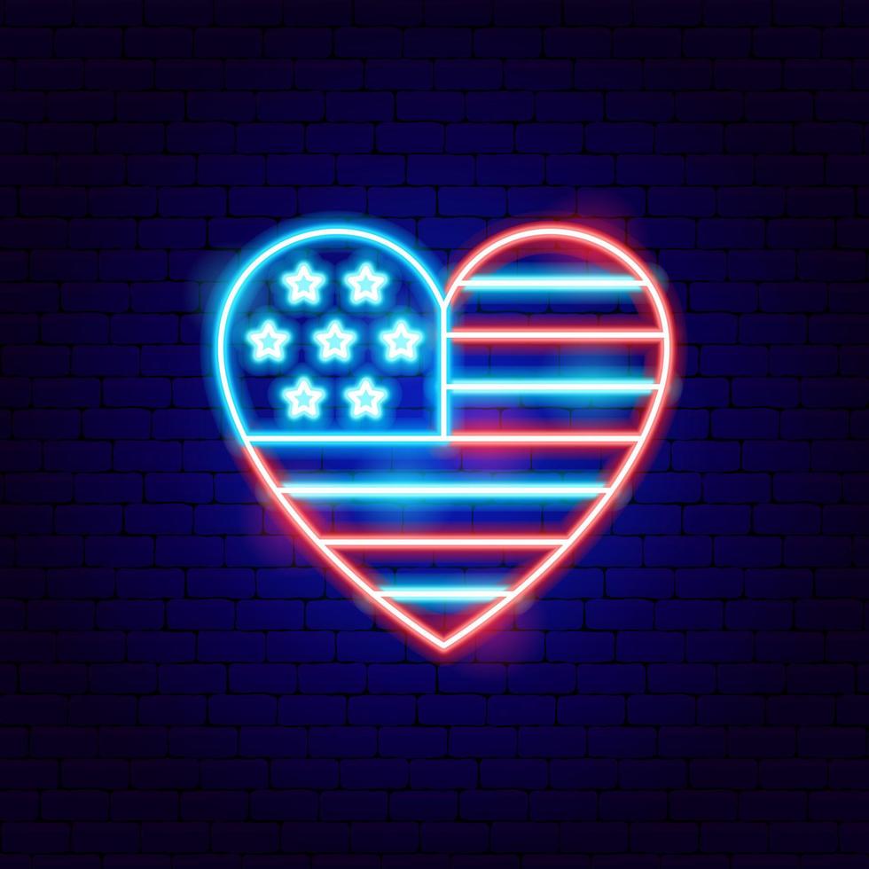 usa hart neon teken vector