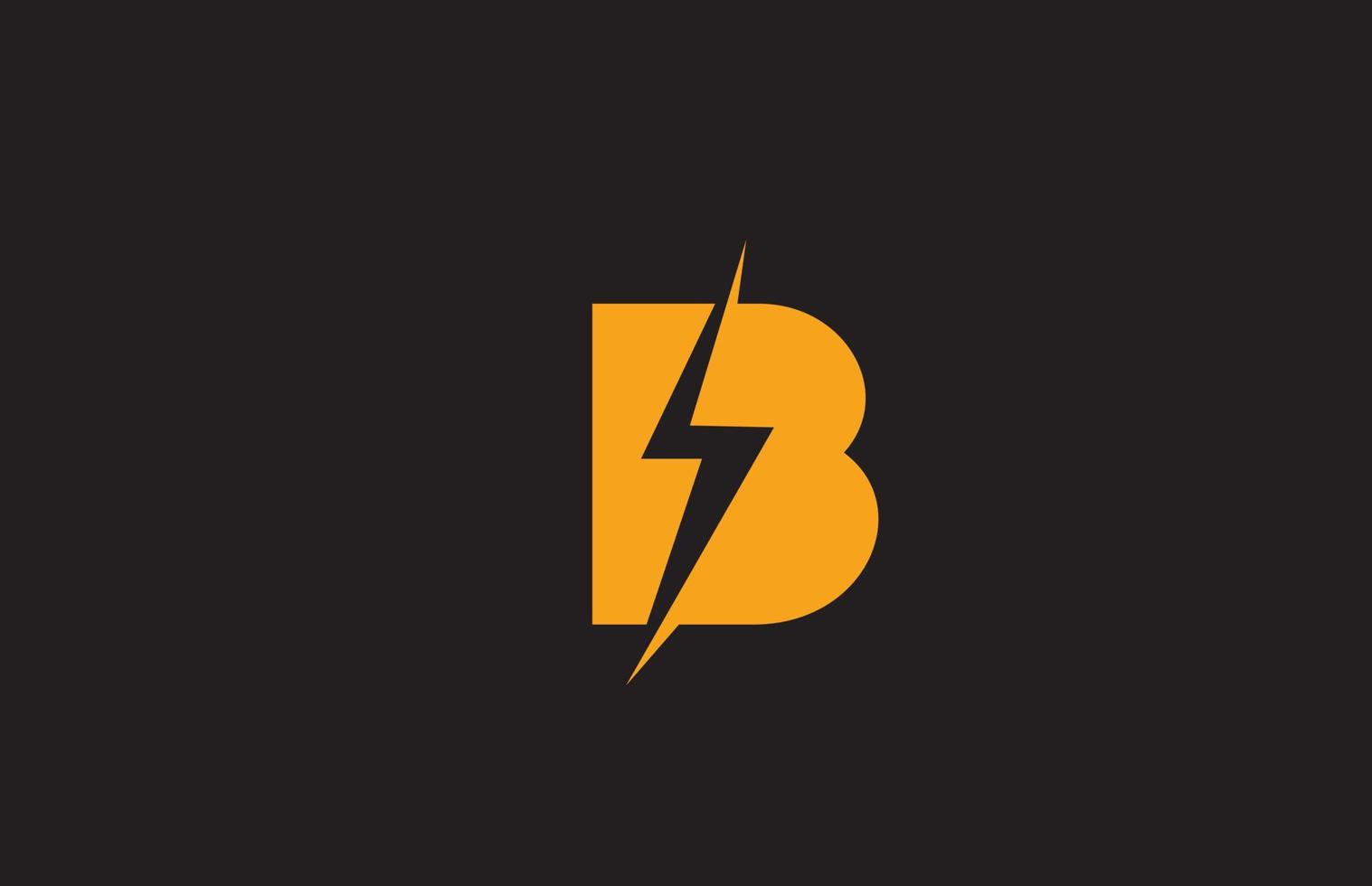 b geel zwart alfabet letterpictogram logo. elektrisch bliksemontwerp voor stroom- of energiebedrijven vector