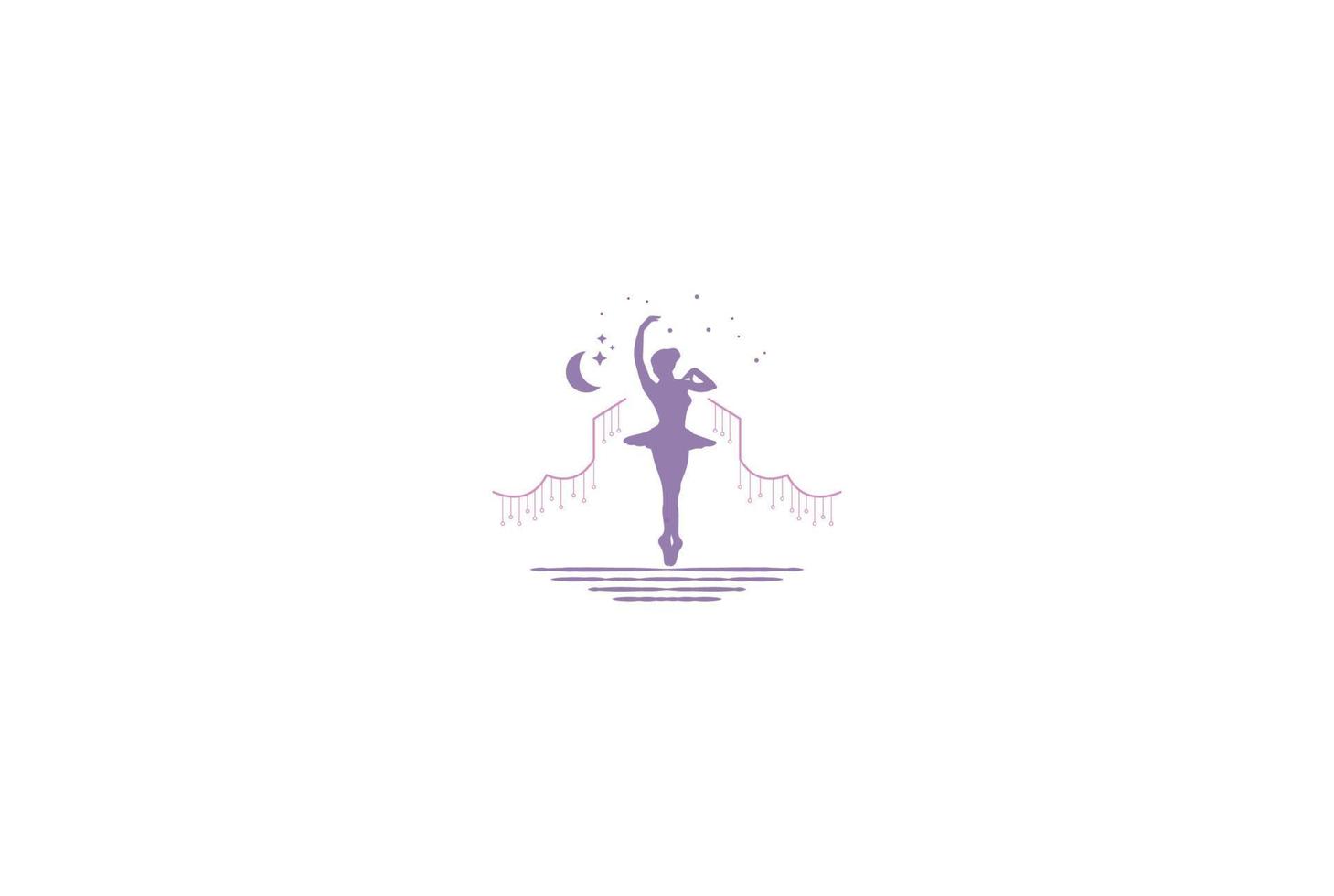 vintage vrouw meisje vrouwelijke ballerina of balletdanser club logo ontwerp vector