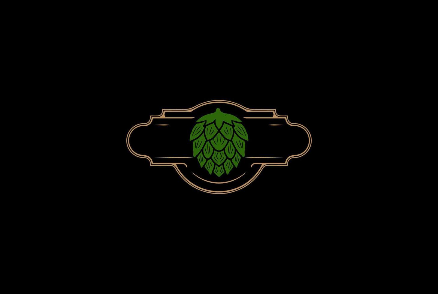 oude vintage groene hop voor ambachtelijk bier brouwen of brouwerij label logo ontwerp vector