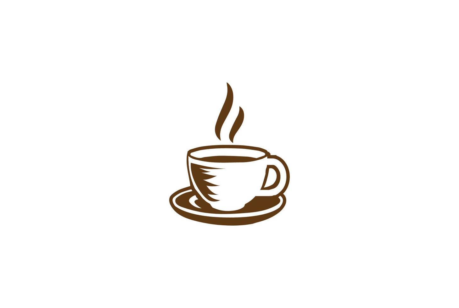 retro vintage handgetekende koffiekopje met koffieboon voor café restaurant of boerderij product logo ontwerp vector