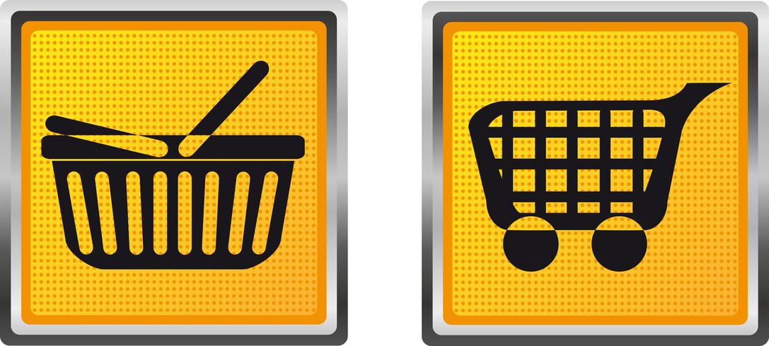 pictogrammen winkelwagentje en trolley voor ontwerp vectorillustratie vector