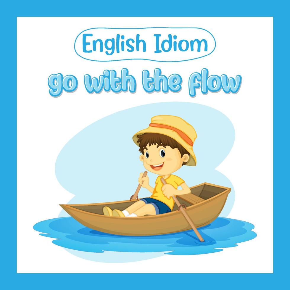 Engels idioom met afbeeldingsbeschrijving voor go with the flow vector