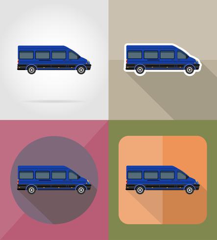 mini-bus plat pictogrammen vector illustratie