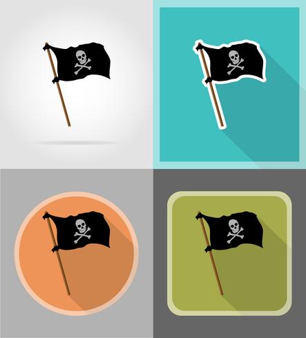piraat vlag plat pictogrammen vector illustratie