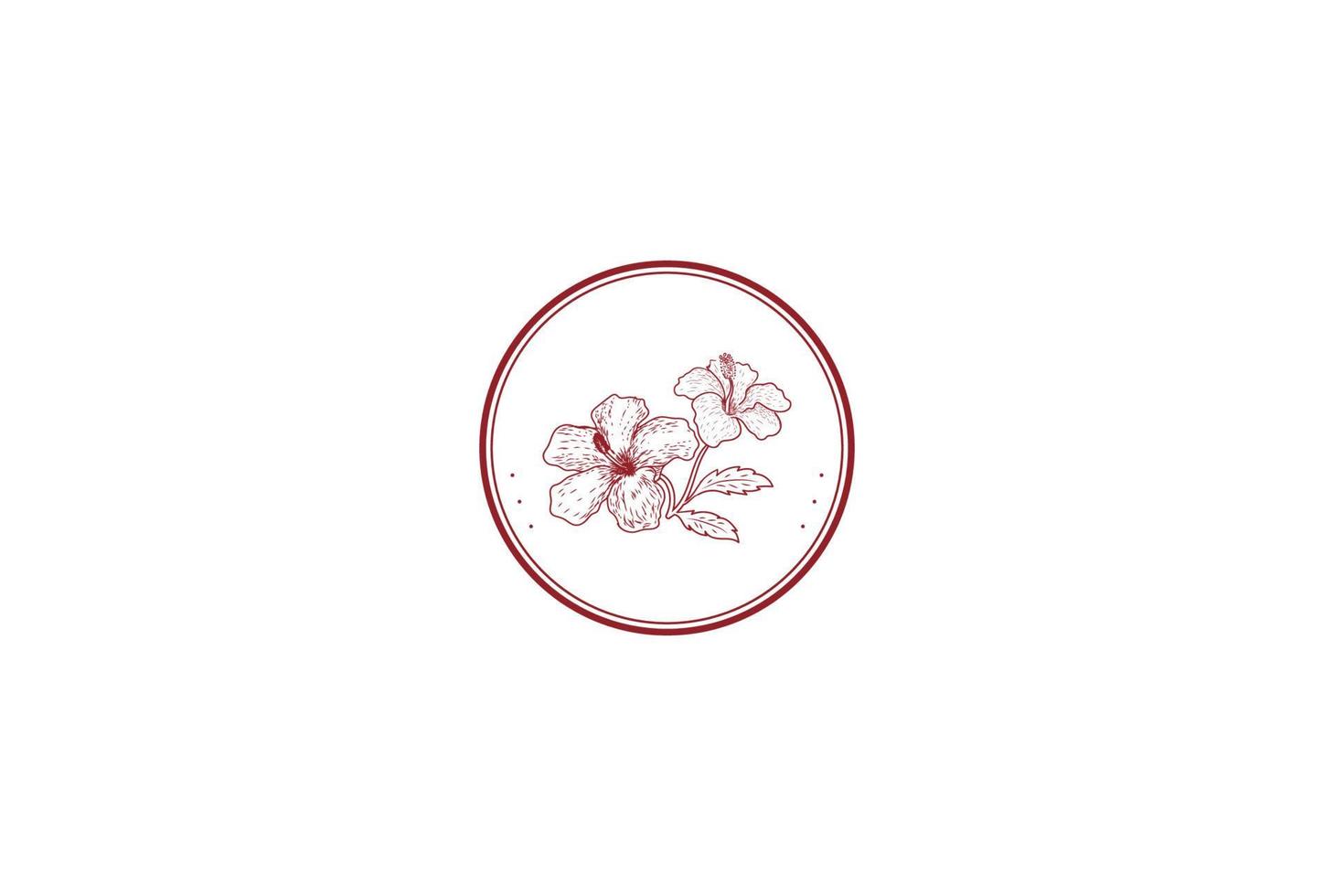 retro vintage Hawaiiaanse hibiscus bloem badge embleem label logo ontwerp vector