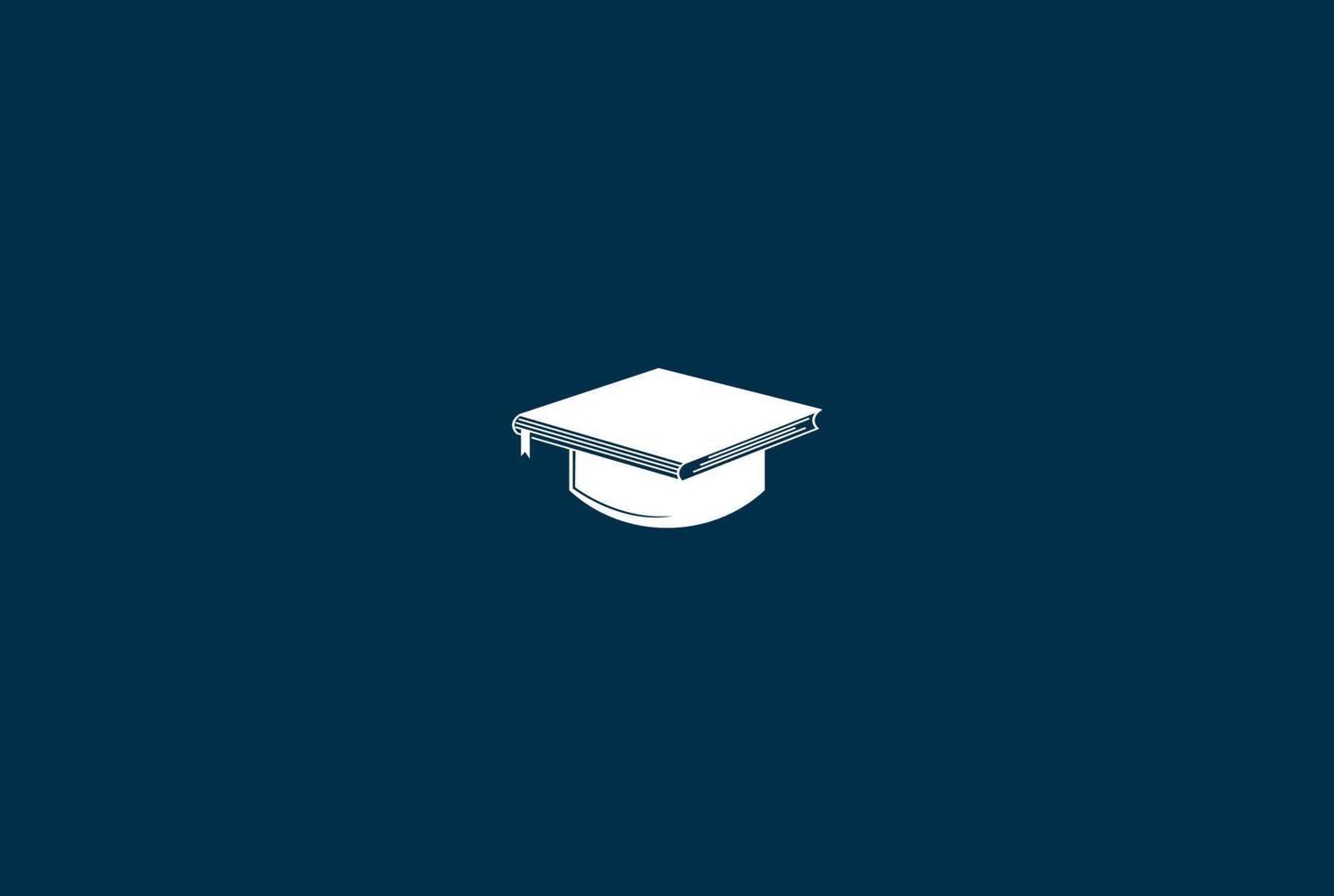 eenvoudige minimalistische boekafstudeerhoed voor schoolonderwijs, universiteitslogo-ontwerpvector vector