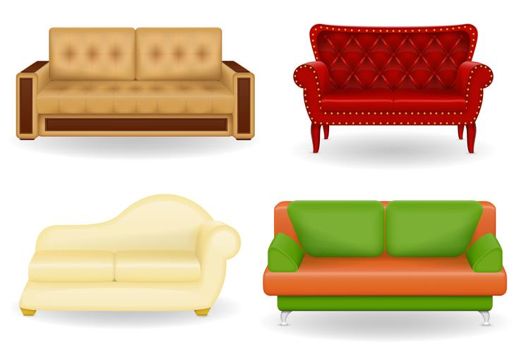 set pictogrammen meubels sofa vectorillustratie vector