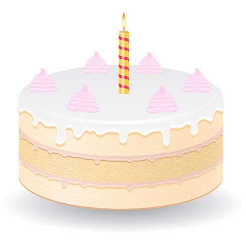 cake met brandende kaars vectorillustratie vector