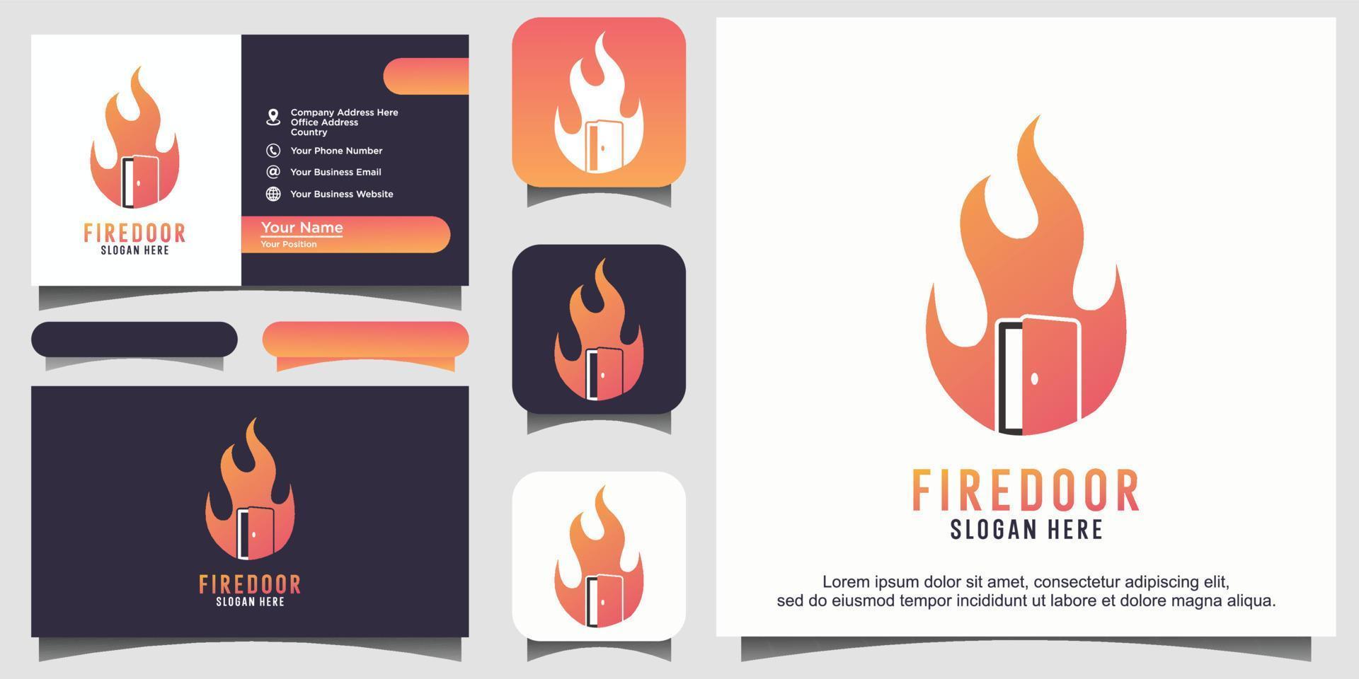 branddeur vlam logo ontwerp vector