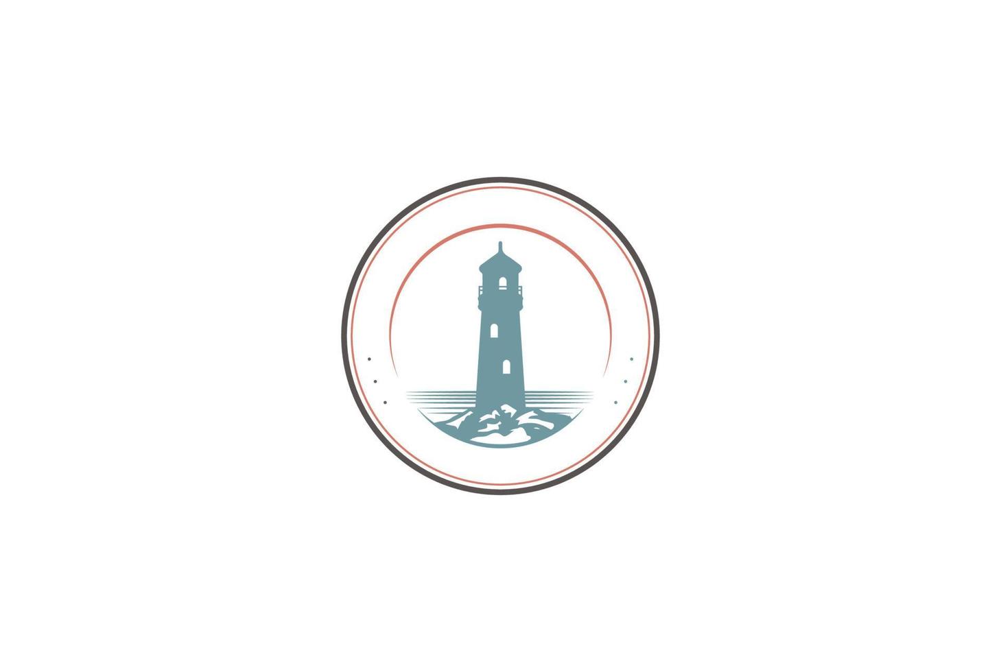 vintage retro zoeklicht vuurtoren baken toren eiland strand logo ontwerp vector