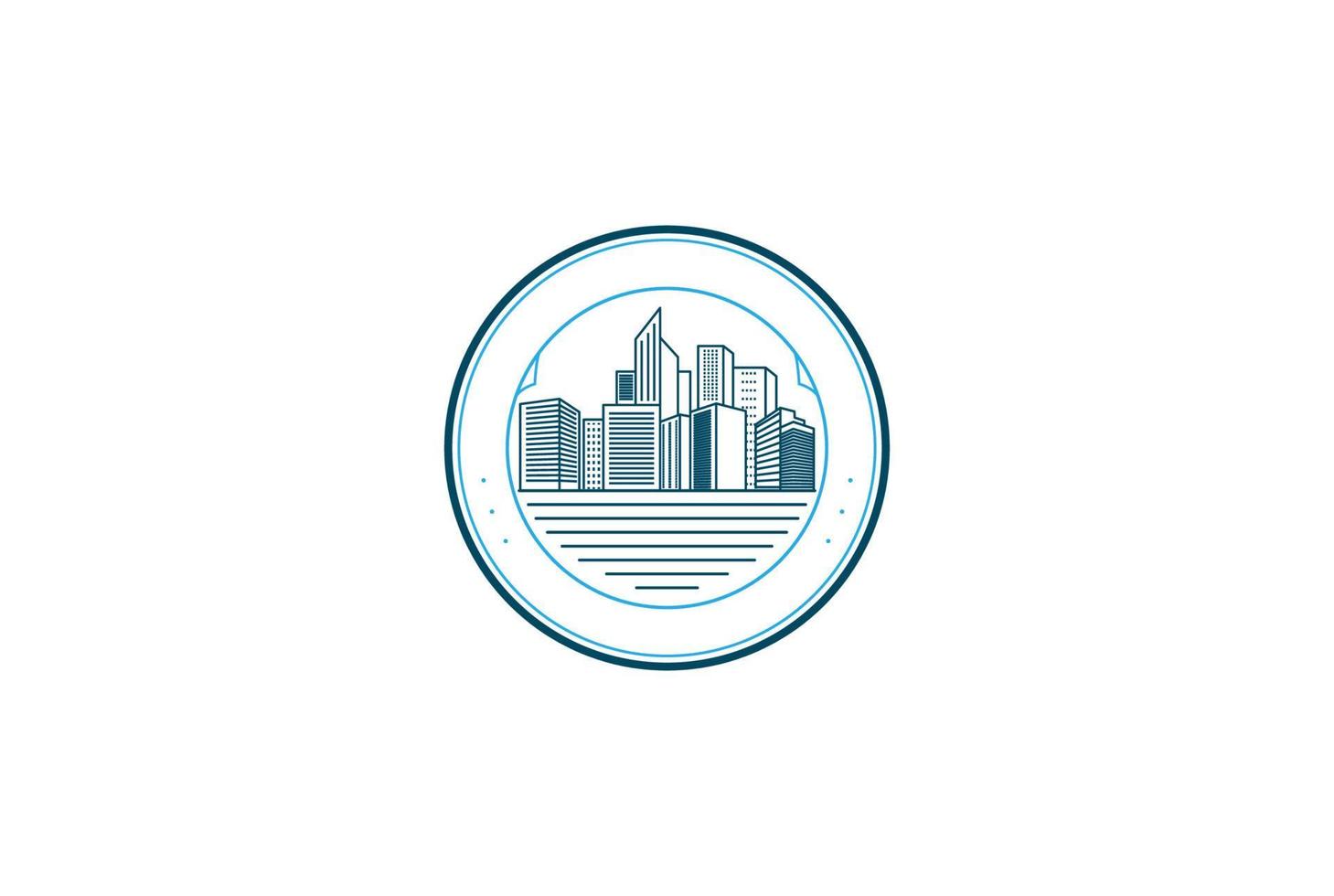 retro vintage stedelijke skyline stad stad lijn overzicht logo ontwerp vector
