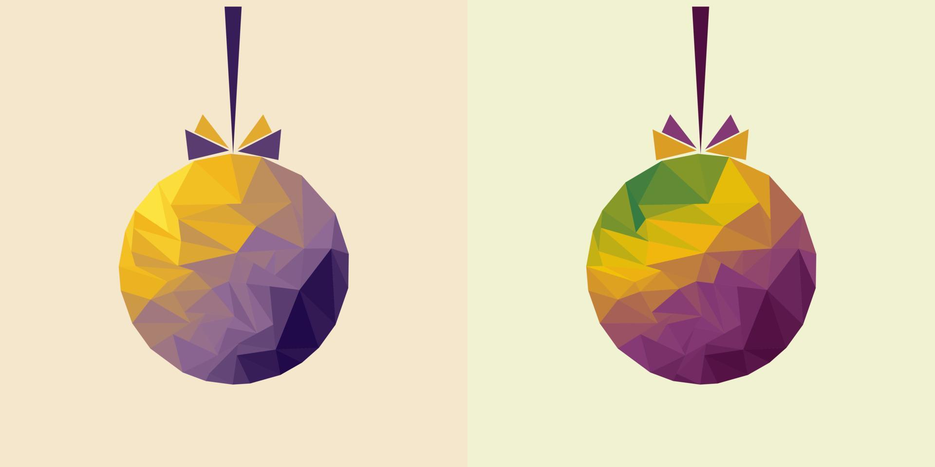 een paar low-poly kleurrijke ballen samenstelling van driehoeken - een bal van gekleurde gradiënt driehoeken van paarse kleur vector