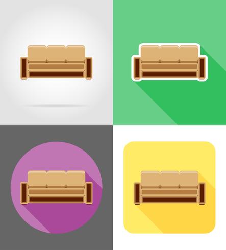 sofa meubels instellen plat pictogrammen vector illustratie