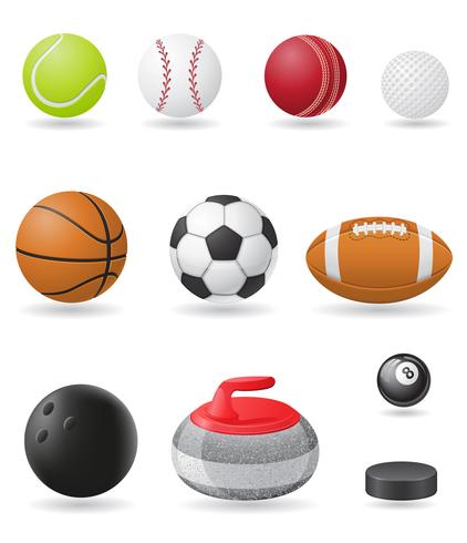 stel pictogrammen sport ballen vector illustratie