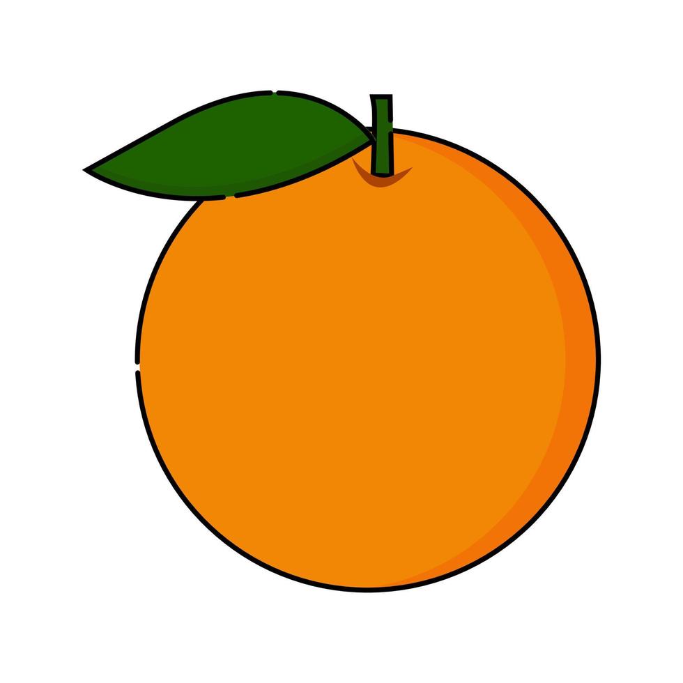 schattige vector van oranje fruit, grappig fruitkarakter geïsoleerd op een witte achtergrond, geschikt voor voedingsproduct, gezondheidsproduct