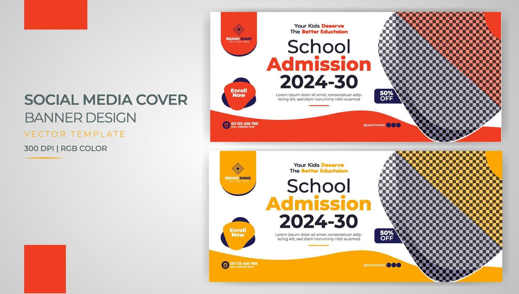 terug naar school social media postsjabloon school toelating banner tijdlijn omslagontwerp gratis download vector