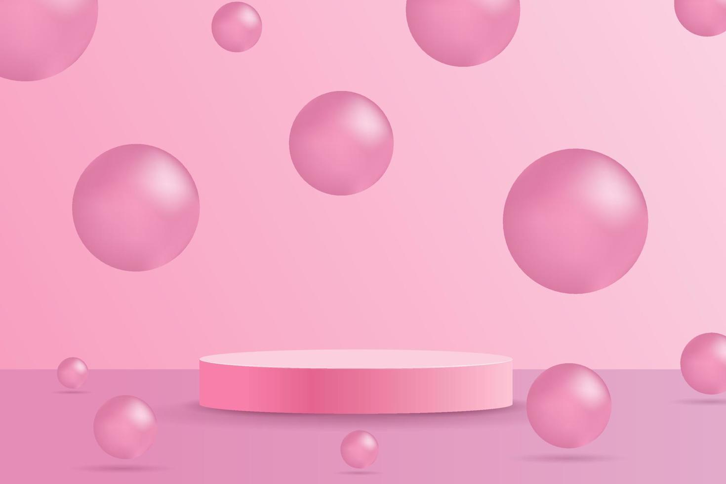 minimaal roze podium en scène met 3d rendervector in abstracte achtergrondcompositie vector