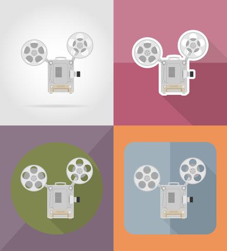 oude retro vintage film film projector plat pictogrammen vector illustratie