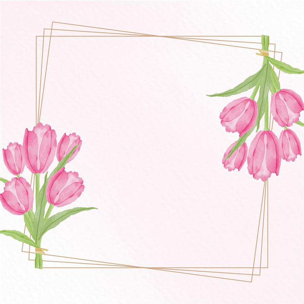 aquarel tulp bloem en laat decorontwerp vector