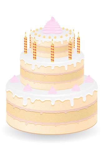 cake met brandende kaarsen vectorillustratie vector