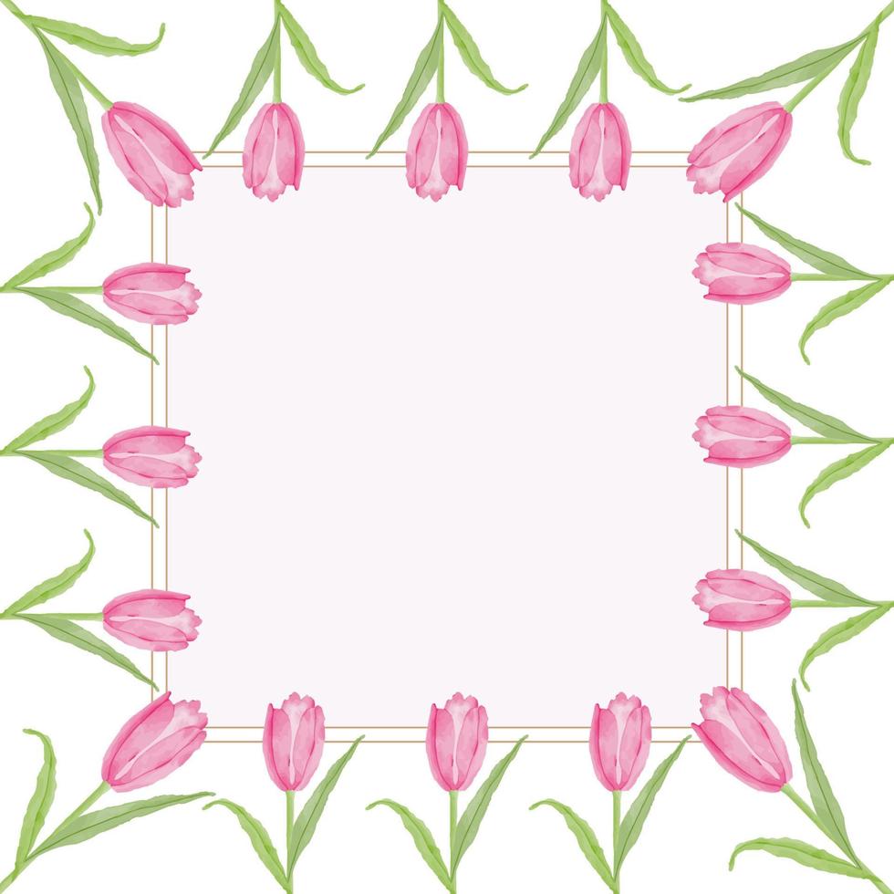 aquarel tulp bloem en laat decorontwerp vector