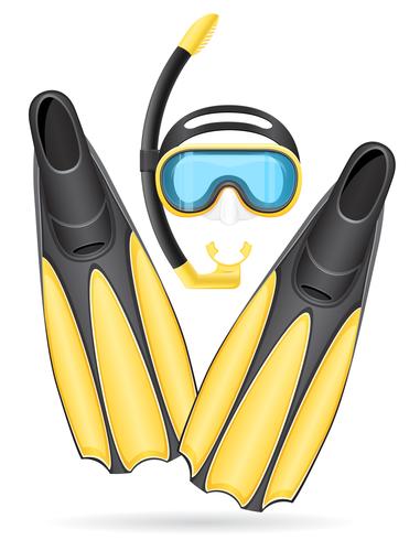 maskeren van buis en flippers voor duiken vectorillustratie vector
