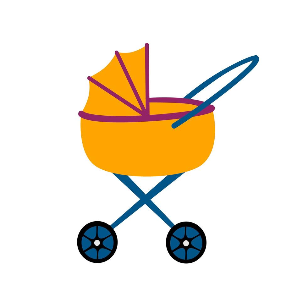 kinderwagen voor baby, pictogram op witte achtergrond. vector