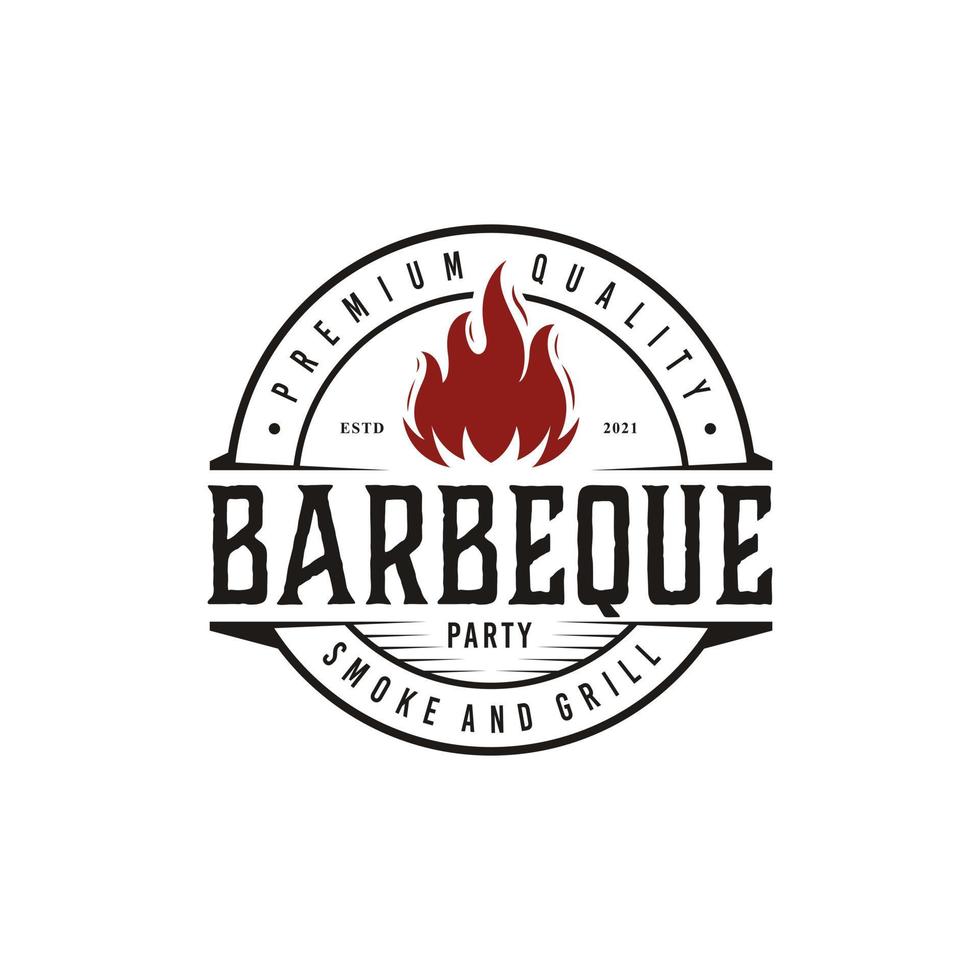 vintage bbq grill barbecue label stempel logo ontwerp vector