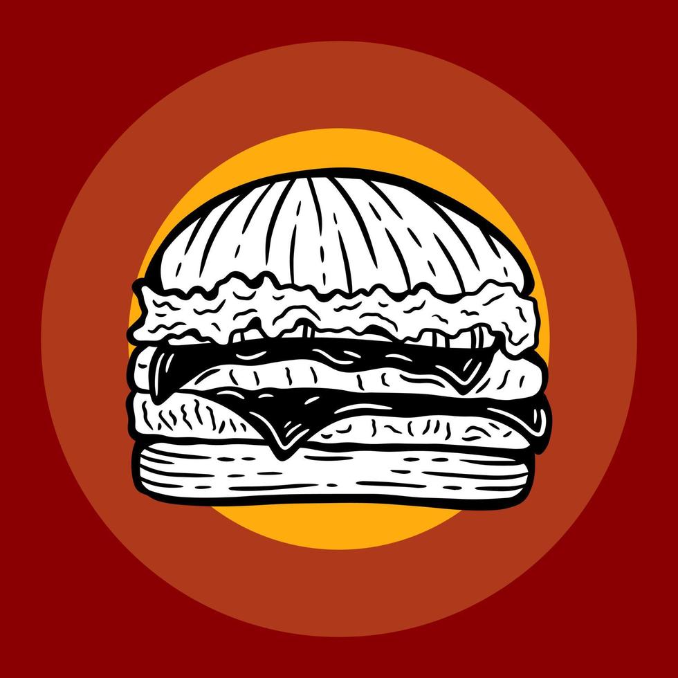 handgetekende hamburgers kaas bak kip fastfood verpakking menu café restaurants illustratie vector