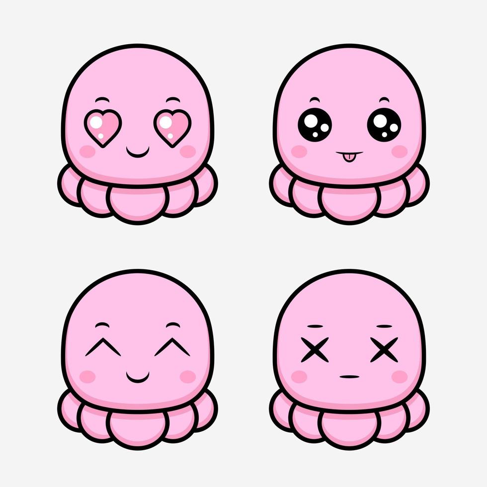 schattig kawai monster emoticon icoon. premium avatar platte stijl. vector