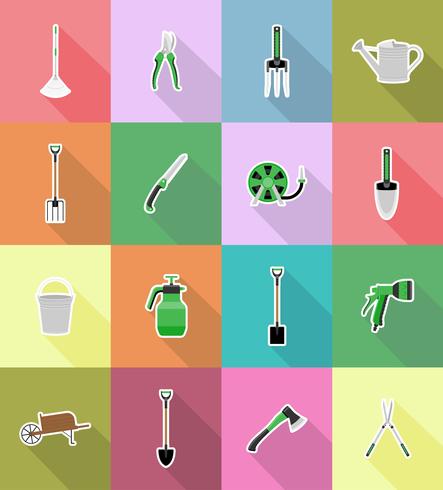 tuingereedschap platte iconen vectorillustratie vector