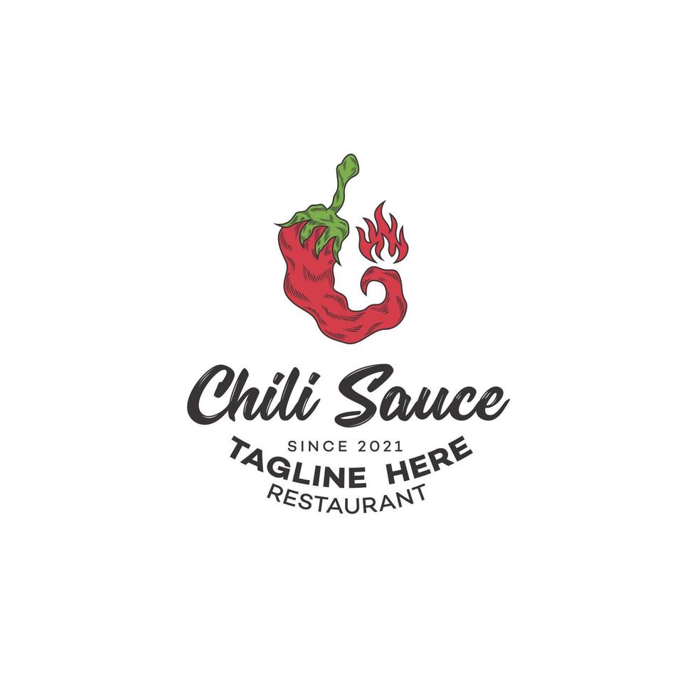 pittige chili logo ontwerp sjabloon vector, chili peper, hete chili, rode chili, pittig eten vector