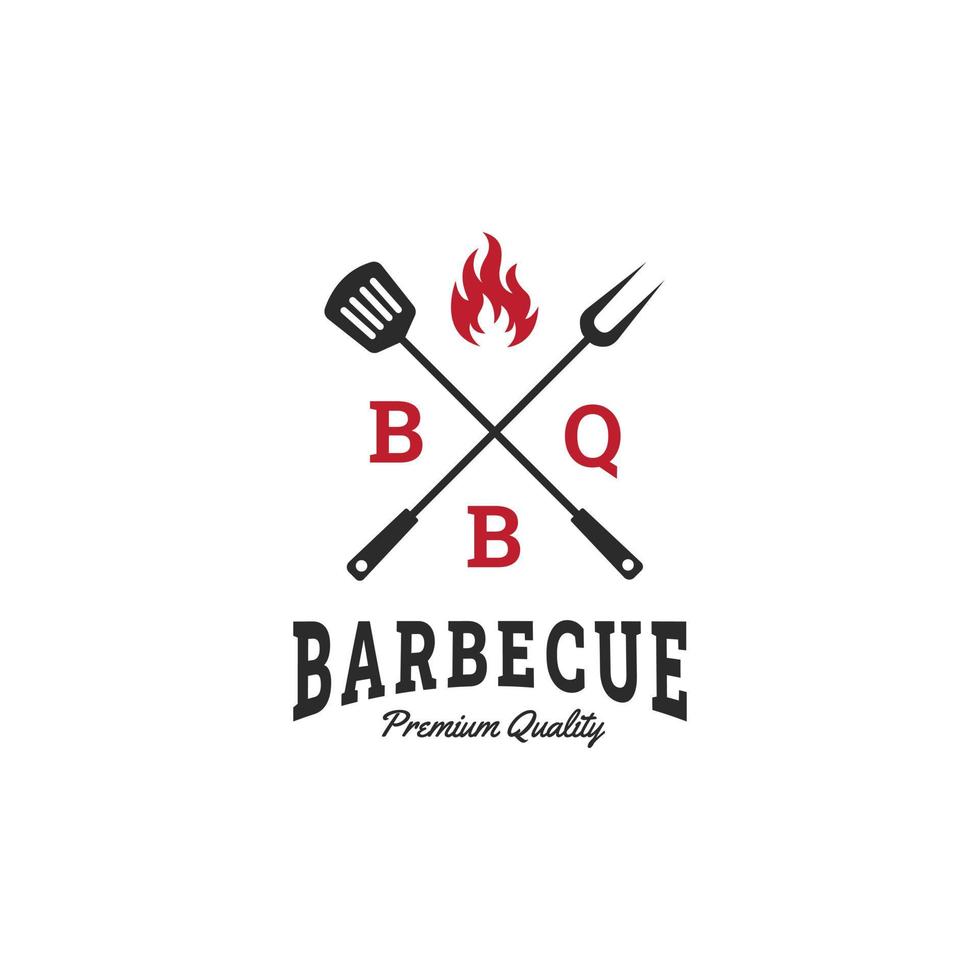 set logo sjabloon barbecue, bbq en grill, steak house embleem premium vector