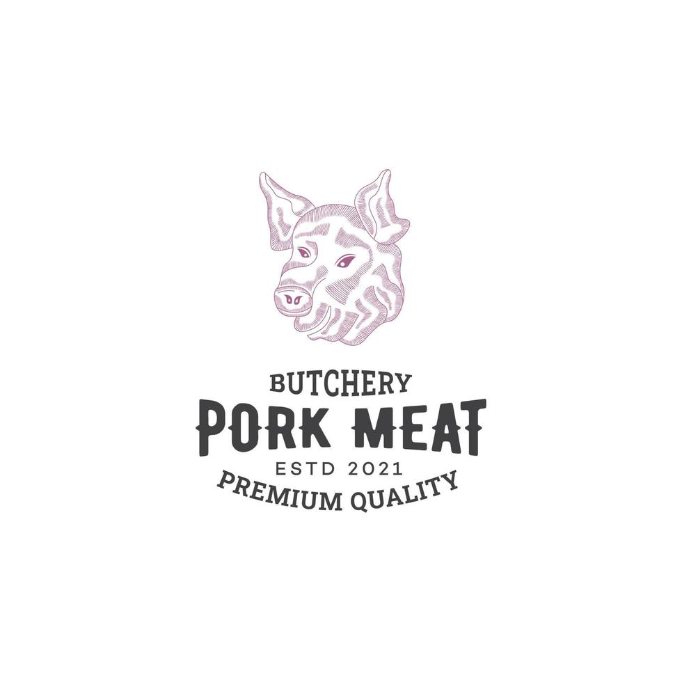 varkensvlees logo ontwerp sjabloon vector premium, varken, varkensvlees, varkentje, vleeswinkel, vers vlees, slager markt