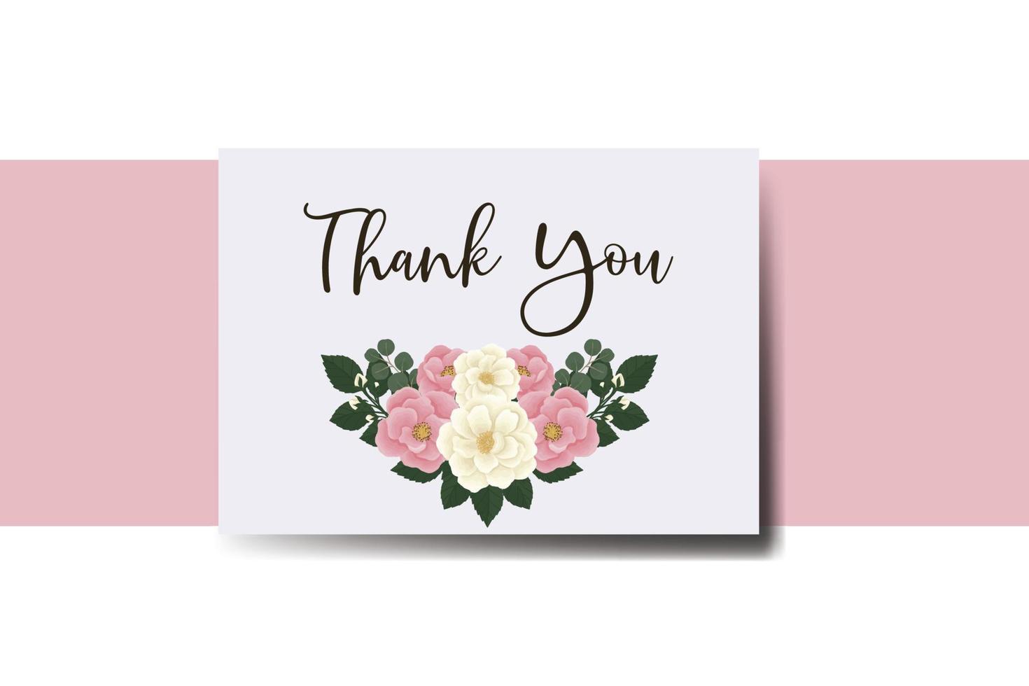 bedankkaart wenskaart roze mini roos bloem ontwerpsjabloon vector