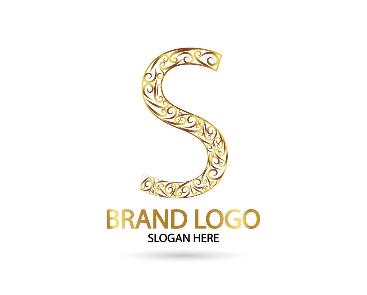 letter s gekoppeld monogram in gouden logo. vector logo