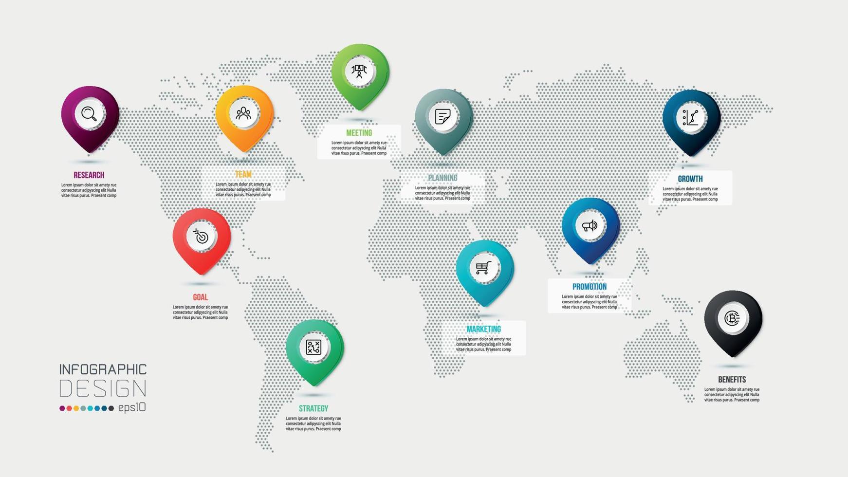 infographic sjabloon bedrijfsconcept met kaart. vector