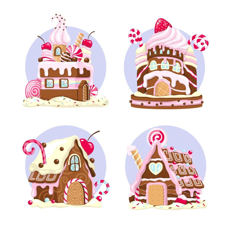 snoephuisjes, reeks illustraties vector