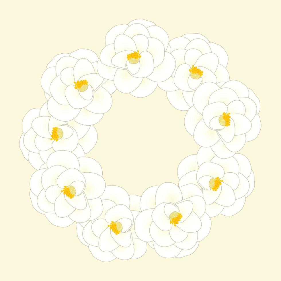 witte camelia bloemenkrans vector