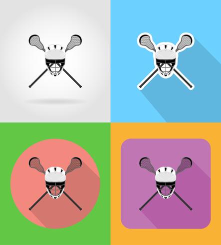 lacrosse apparatuur plat pictogrammen vector illustratie