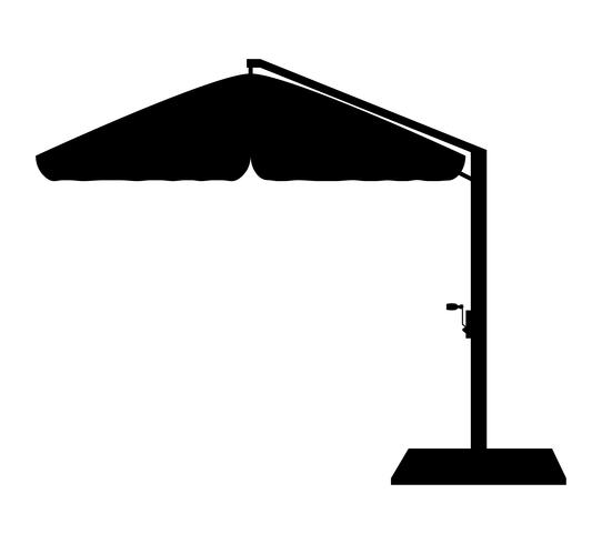 grote parasol voor bars en cafes op het terras of het strand zwarte omtrek silhouet vectorillustratie vector