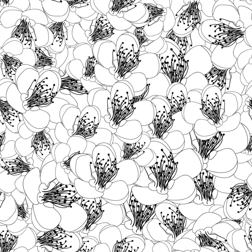momo perzik bloem bloesem overzicht naadloze achtergrond vector