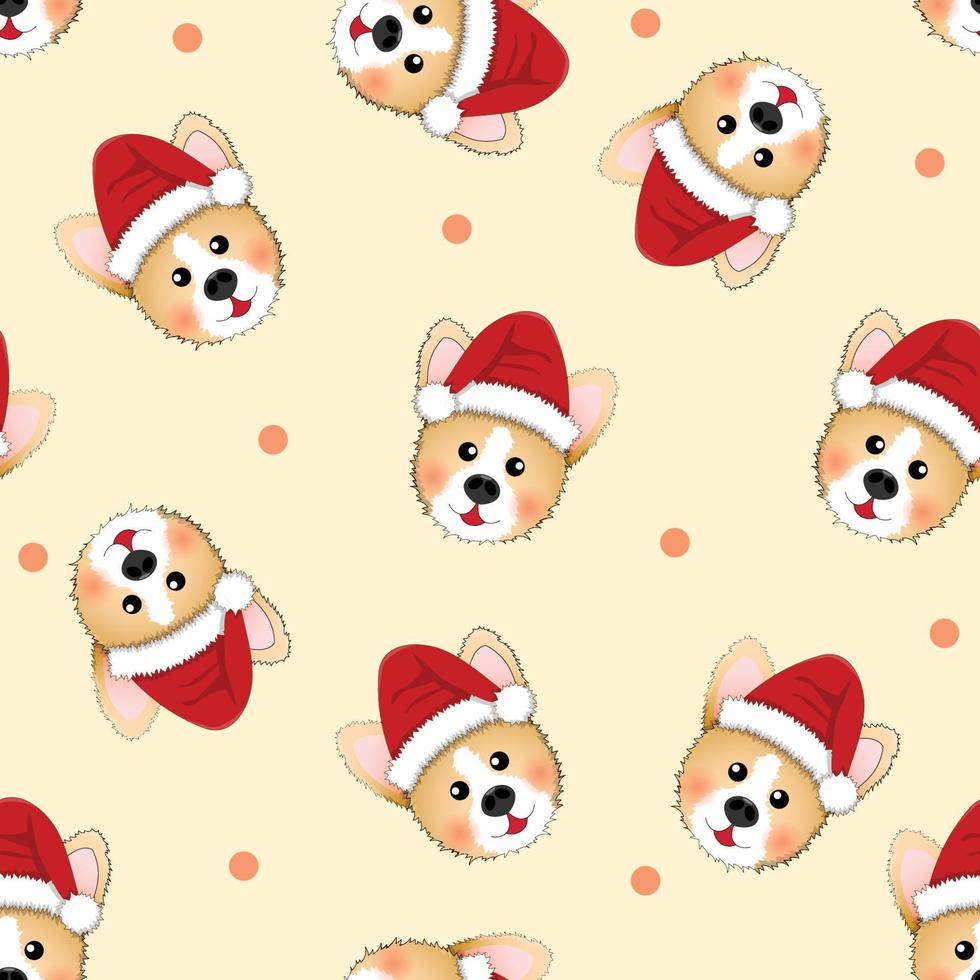 corgi santa claus op beige ivoren achtergrond vector