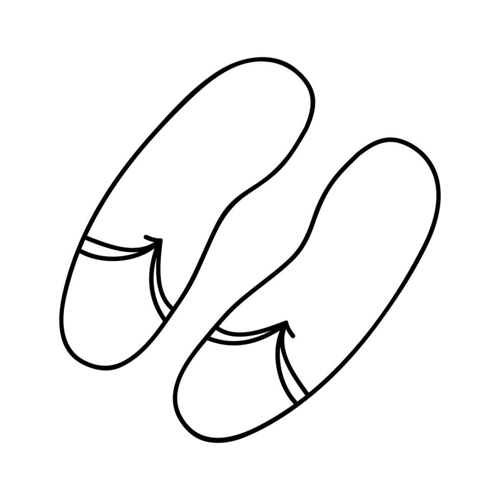 doodle strand slippers illustration.black en wit image.contour hand drawing.summer, vakantie, strand, shoes.shoes voor het strand en de sea.vector vector