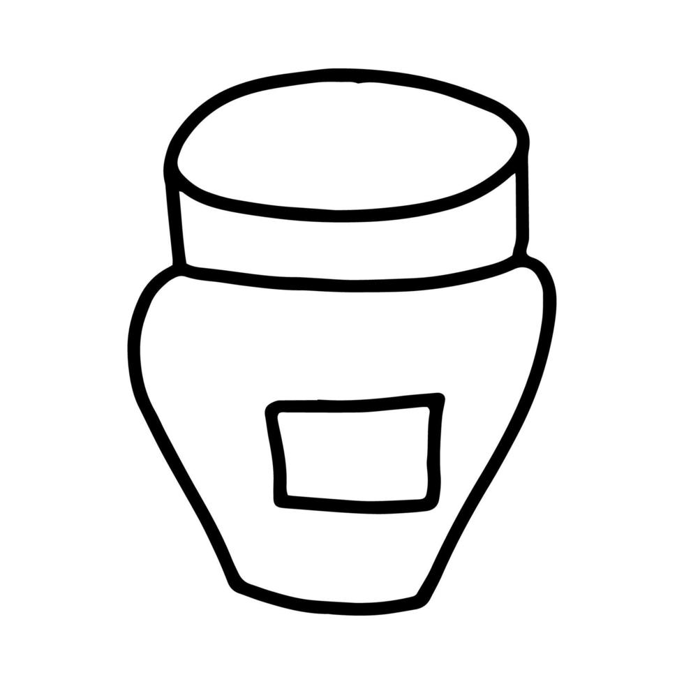 de pot crème in de stijl van doodle.outline afbeelding geïsoleerd op een witte background.black en white illustration.products voor schoonheid en health.vector afbeelding vector