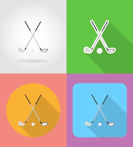 golfclub en bal plat pictogrammen vector illustratie