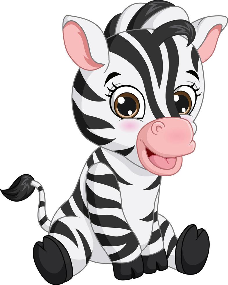 schattige baby zebra cartoon zitten vector