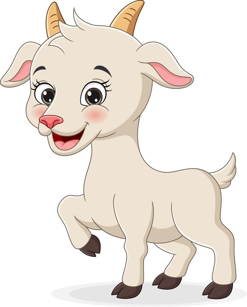 schattige baby geit cartoon op witte achtergrond vector