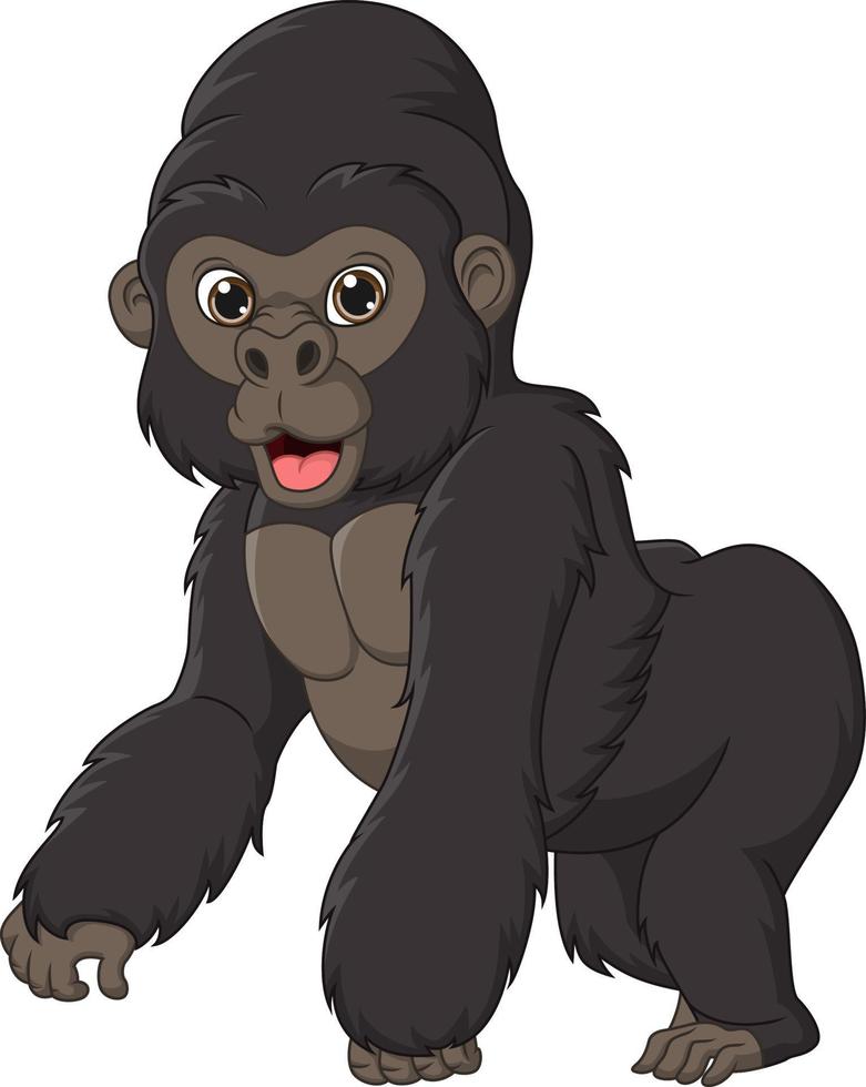 schattige gorilla cartoon geïsoleerd op een witte achtergrond vector